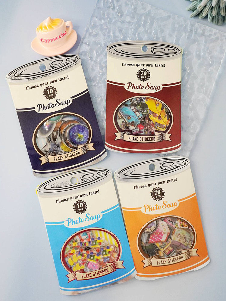 复古老爷车星球宇航员可乐火柴玩具钢琴乐器鹦鹉四叶草手帐贴纸包