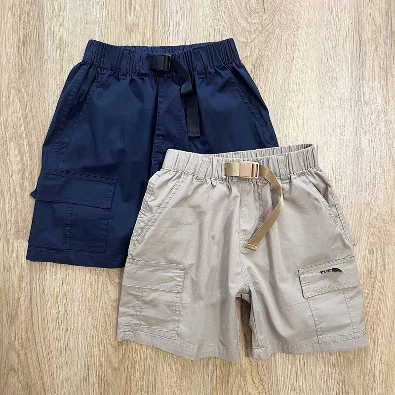 夏季新款男女童潮范韩版休闲洋气口袋工装短裤中裤沙滩裤亲子大童