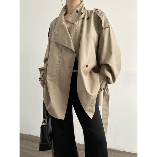 Acupstudio江右上 08.04新品 小黑扣立领绑带风衣