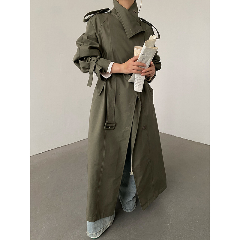 AcupStudio江右上 重工立领廓形风衣女春季高级感宽松长款外套