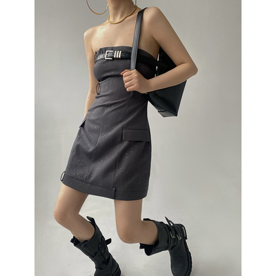 细闪抹胸裙工装连衣裙女