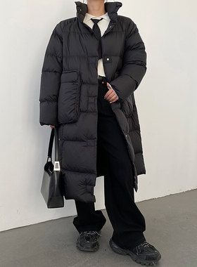 AcupStudio江右上 美式立领大口袋羽绒服女冬季保暖面包服外套