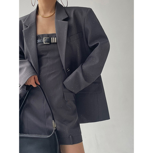西服闪点设计宽松休闲西装 垫肩长袖 外套女 廓版 AcupStudio江右上