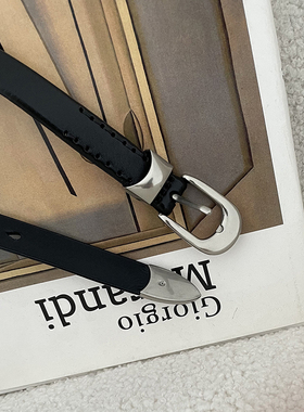 AcupStudio江右上 休闲百搭银色扣头腰带女夏季简约通勤皮带