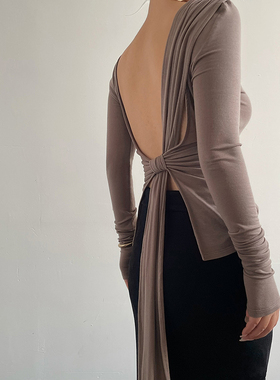 Acupstudio江右上 3月25日新品 大露背卷带上衣