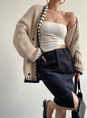 AcupStudio江右上 高腰显瘦开叉包臀短半裙时尚百搭a字半身裙