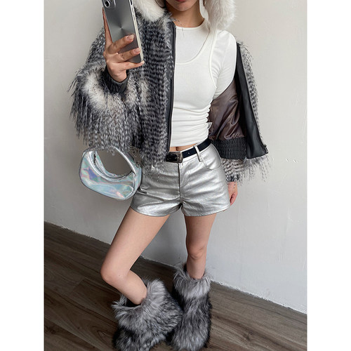 外套拼接短款设计感辣妹