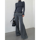 低腰阔腿拖地裤 AcupStudio江右上 女冬季 休闲裤 子 高级感灰色西装