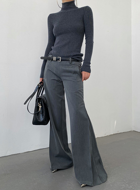 AcupStudio江右上 高级感灰色西装休闲裤女冬季低腰阔腿拖地裤子