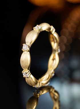 中古风经典拉丝戒指女新款意大利工艺复古小众设计高级感米粒戒指