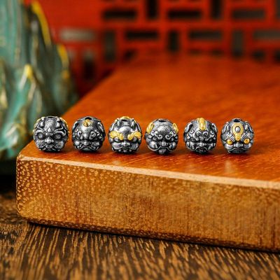 S925银镀金醒狮貔貅神兽小配件diy配饰原创设计手链项链中式批发