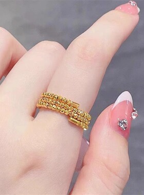 女士蹦迪沙金记忆开口戒指