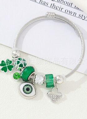 潘家手链跨境爆款手镯水钻恶魔之眼上帝之手四叶草爱心时尚首饰品