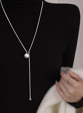 珍珠长款毛衣链新款爆款轻奢气质时尚小众银项链女士配饰