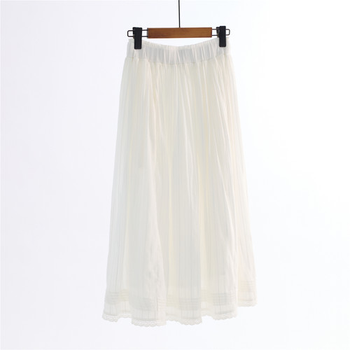 annuus/提花面料 全棉松紧腰大摆半身裙 Jacquard lace skirt