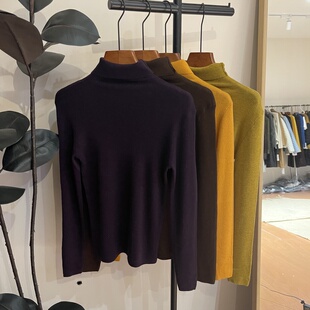 高品质超细羊毛衫女秋冬新款纯色内搭修身打底针织衫堆堆领毛衣