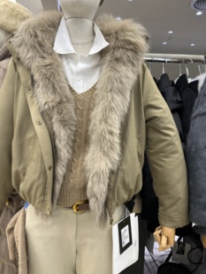 高品质韩系狐狸毛皮毛一体外套女2025秋冬新款宽松百搭毛呢外套潮