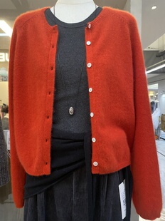 欧洲站2025冬季新款欧货女装圆领长袖纯色羊毛针织开衫毛衣外套潮