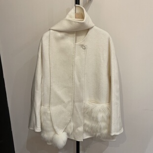 高品质韩系高级双面羊绒大衣女2025冬新款宽松百搭气质狐狸毛外套