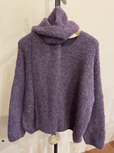 高品质慵懒风围巾毛衣女2025冬新款宽松百搭休闲保暖针织衫上衣潮