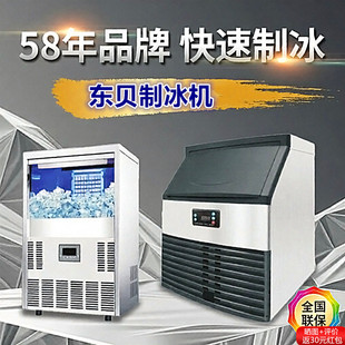 东贝制冰机商用方冰ZB60小型30-100公斤奶茶店家用冰块机带冰箱