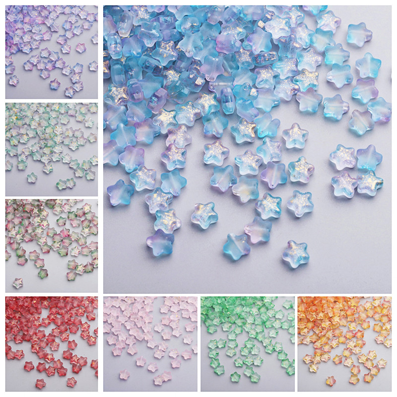 20颗8mm五角星直孔竖孔磨砂小星星古风琉璃diy手工发簪流苏材料