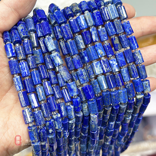 天然青金石切角圆柱 原色青金石随形桶珠散珠diy手工串珠饰品配件