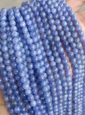天然3A高货坦桑石圆珠 6-8mm坦桑尼亚蓝宝石散珠 diy手链项链配件