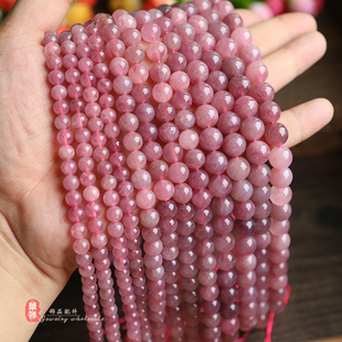 天然老料紫马粉圆珠 高品质紫色进口粉晶散珠diy手链项链串珠配件
