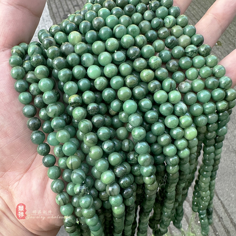 天然非洲玉圆珠 6-8mm碧玉散珠子 diy手链项链串珠饰品手工配件图片