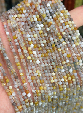 天然切面黄波斯湾玛瑙2-4mm硬切玛瑙散珠diy手链项链串珠饰品配件