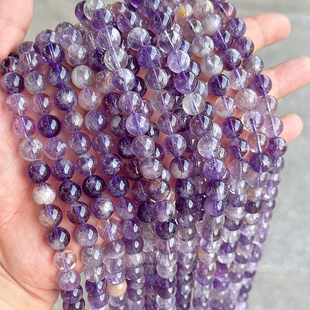 diy手链项链饰品配件 10mm梦幻紫幽灵水晶散珠 天然紫钛晶圆珠