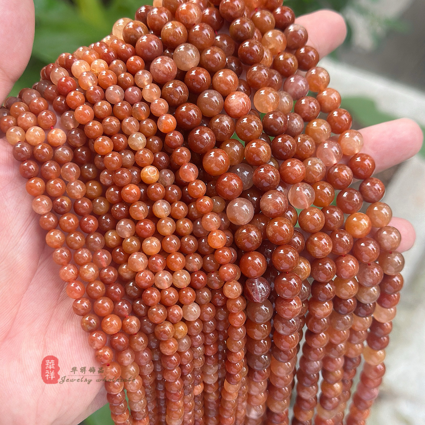天然老矿深色红兔毛水晶圆珠 6-10mm半成品散珠 diy手链项链配件图片