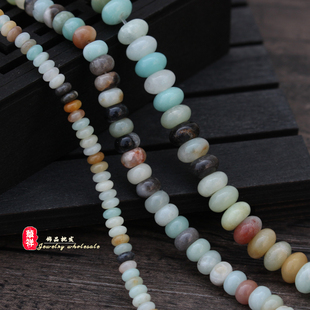 4/6/8mm天然无优化天河石算盘珠 花色亚马逊散珠 DIY隔片隔珠