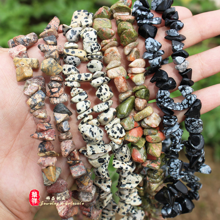 8-12mm天然豹皮石碎石 斑点石花绿石雪花石原矿打磨碎石 diy散珠