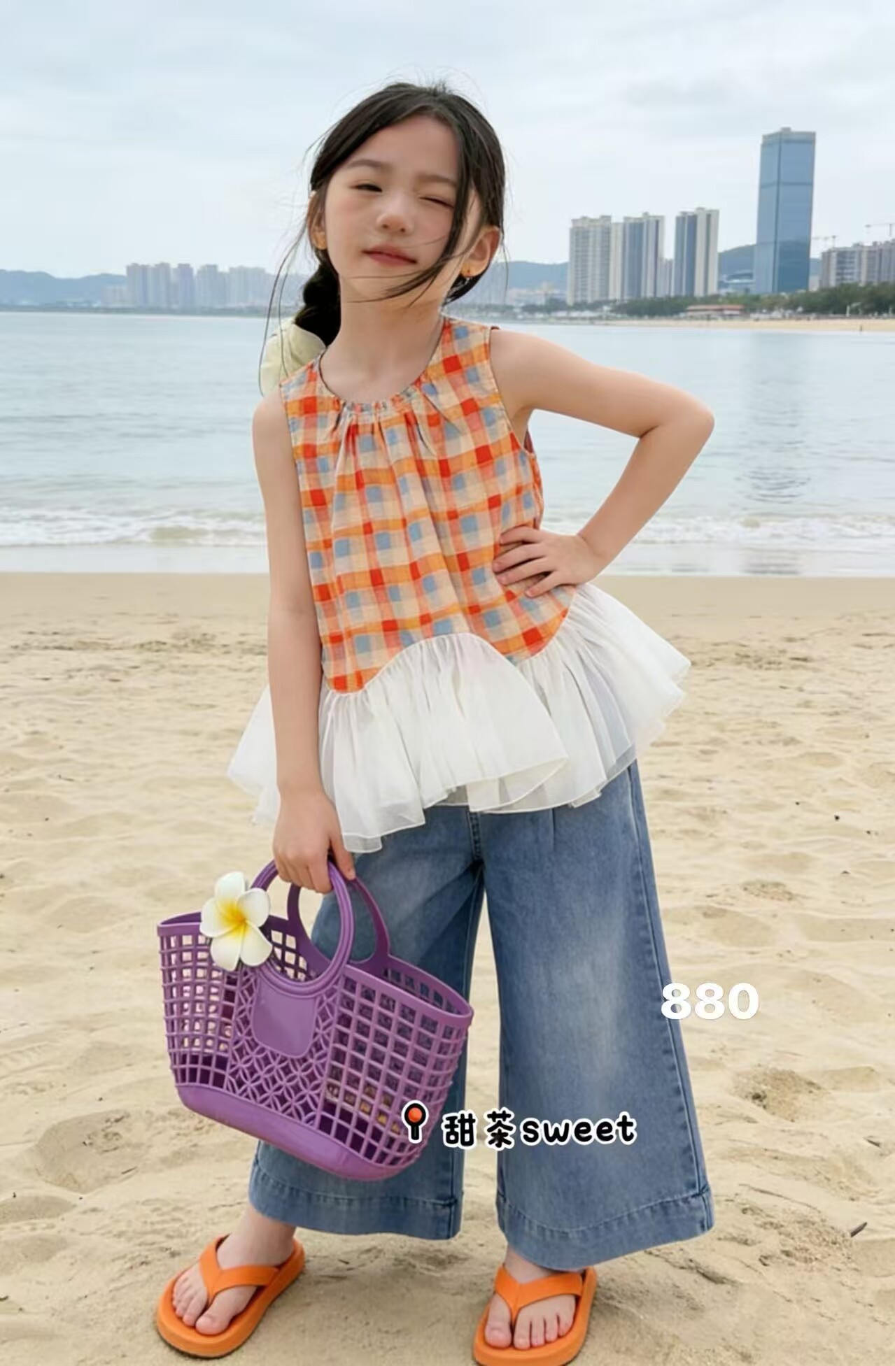 女童中童牛仔裤夏季2026新款儿童装阔腿裤夏装裤子小女孩八九分裤