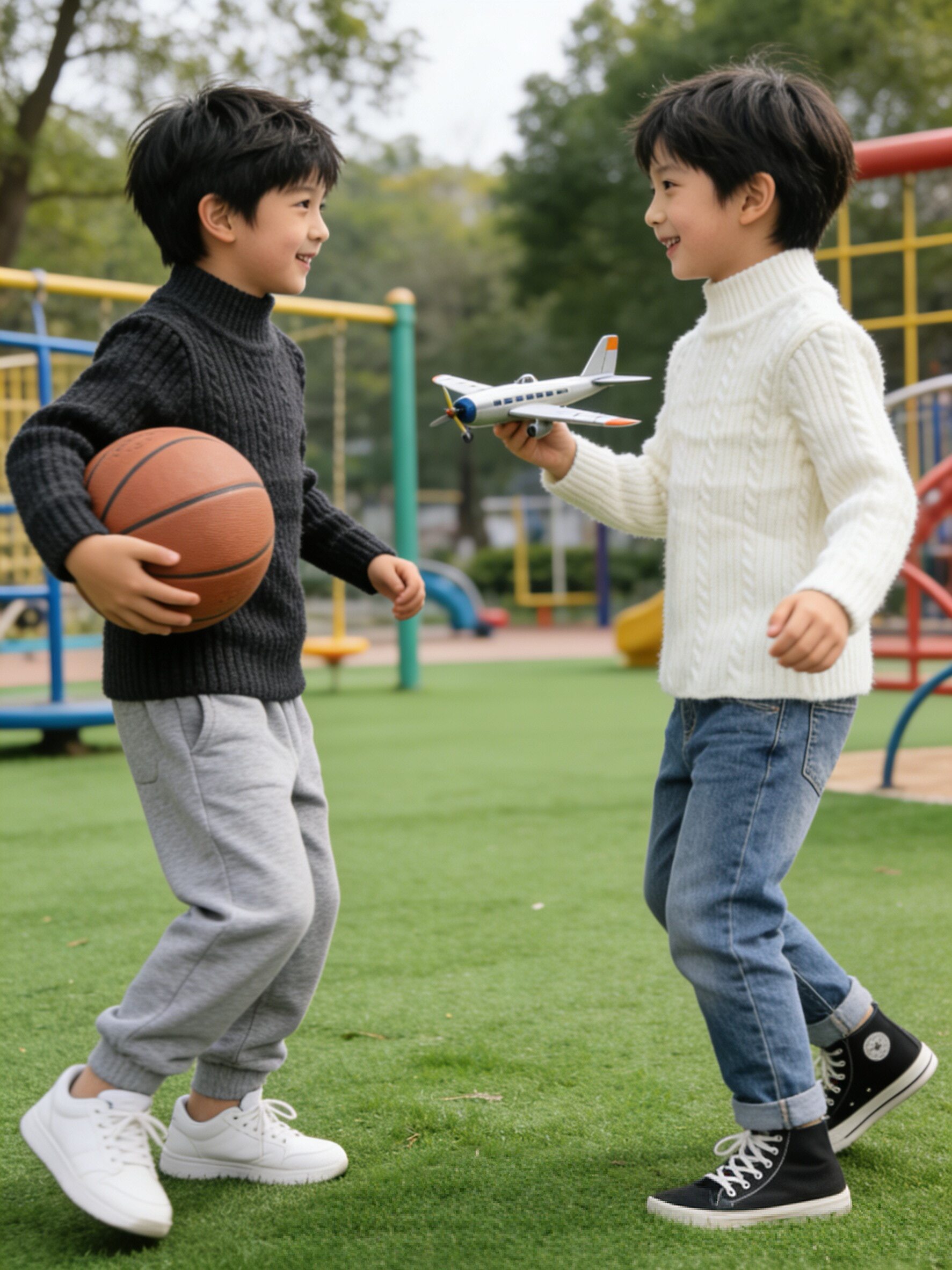 2026春秋冬季新款男女中童加厚打底衫毛衣儿童男童圆领冬款针织衫