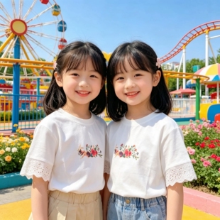 琦瑞德泽女小童法式短袖T恤夏季新款洋气儿童装百搭潮休闲上衣