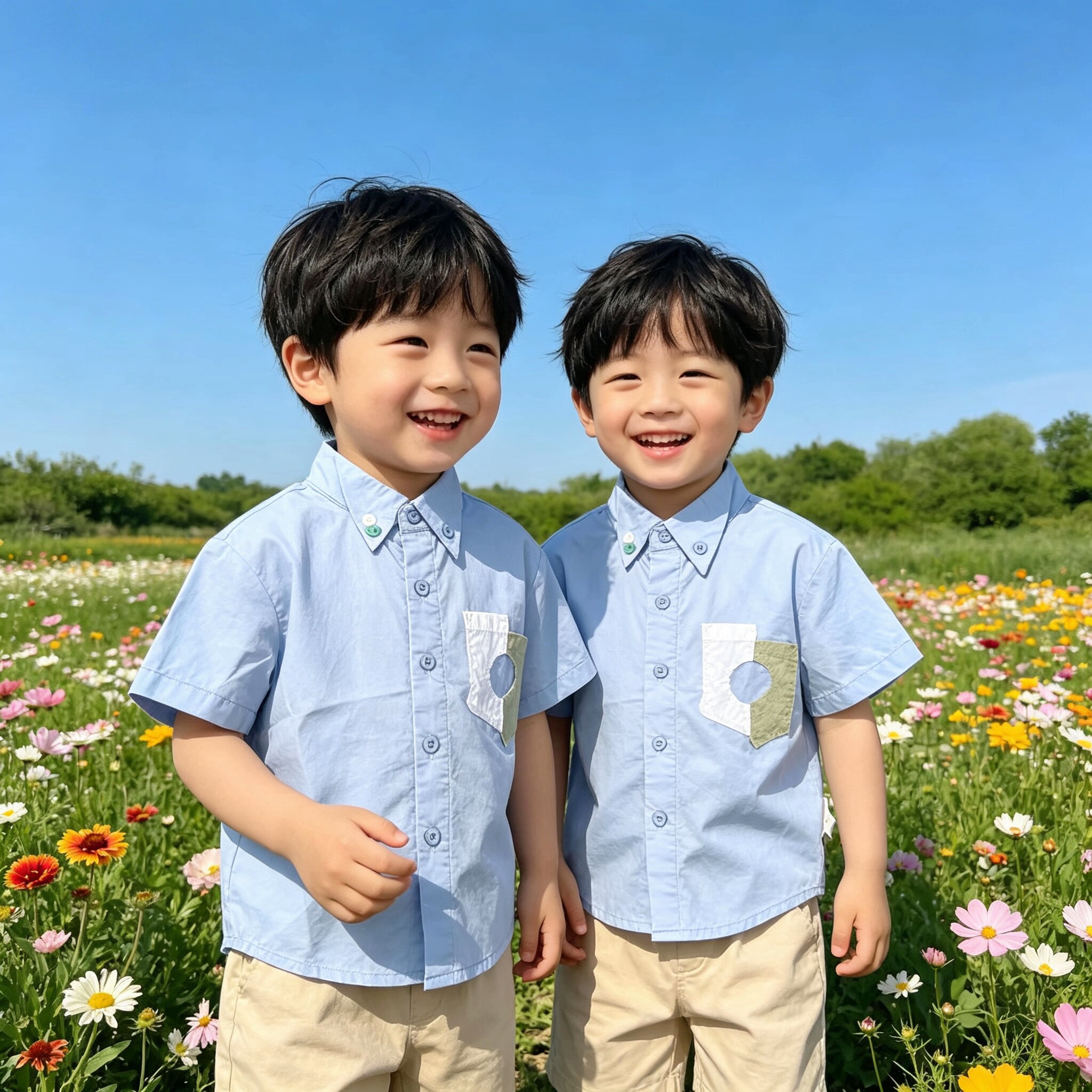 琦瑞德泽男小童衬衫2026夏装新款男宝宝棉麻短袖休闲衬衫洋气炸街