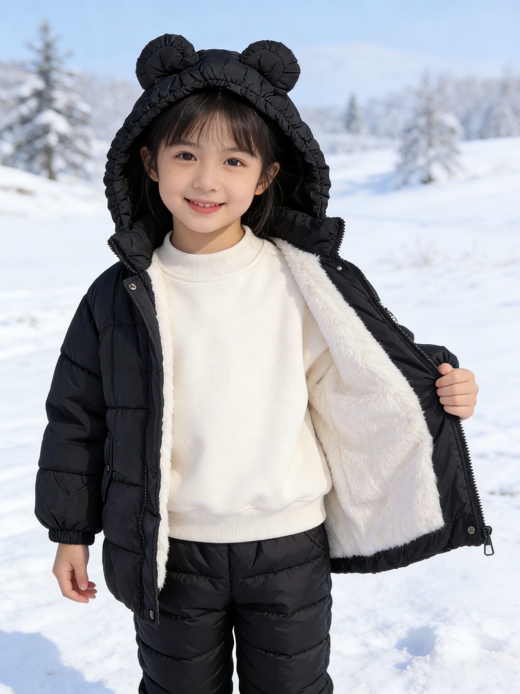 2026新款儿童装加厚加绒棉衣棉服小童男女童学生韩版连帽外套潮