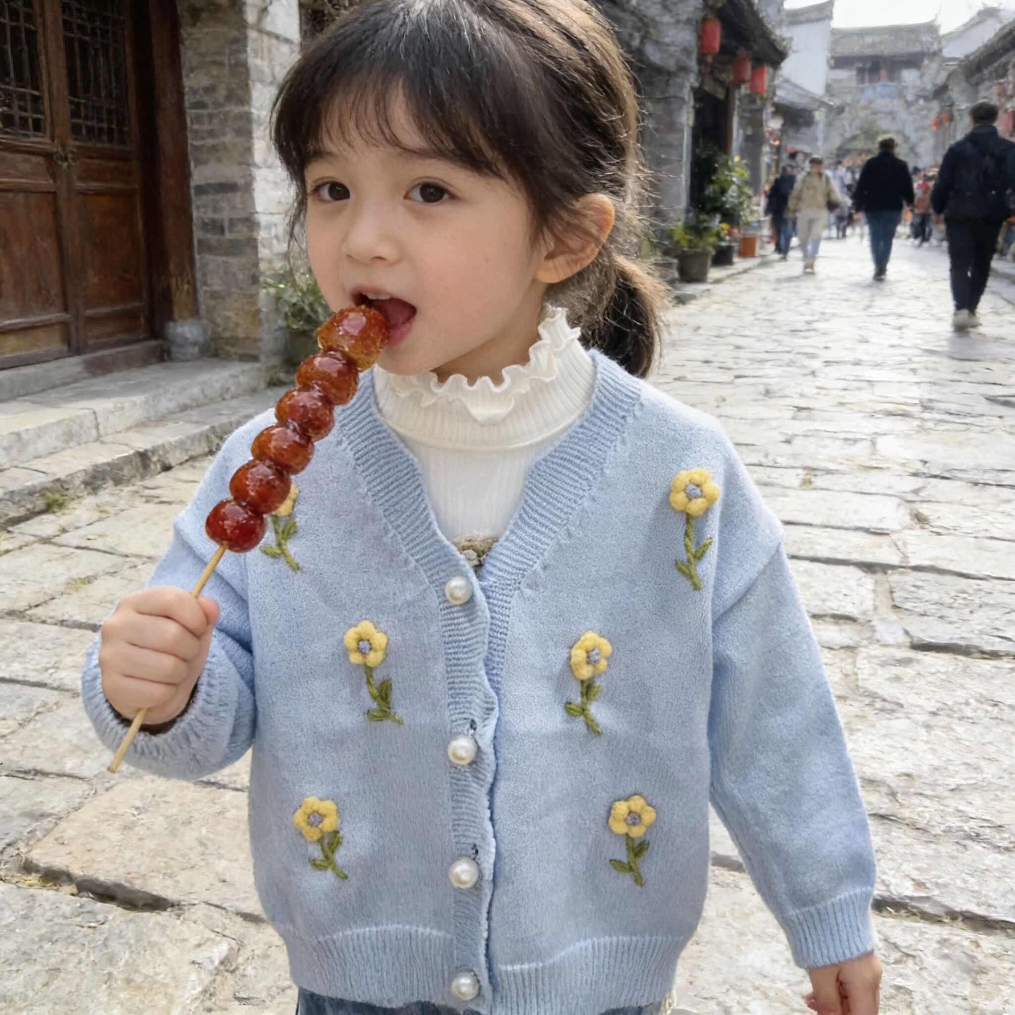 实体同步女童春秋针织衫甜美毛衣长袖毛线衣女宝开衫休闲外套上衣