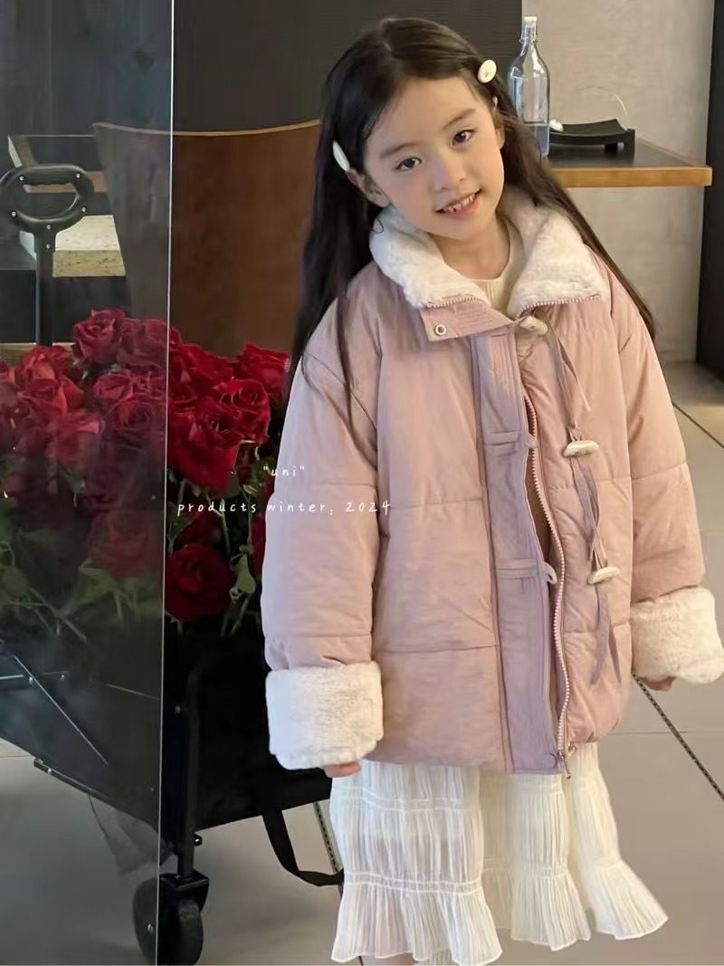 新款韩版时尚洋气简约百搭宽松休闲加厚保暖棉服棉衣外套女中童