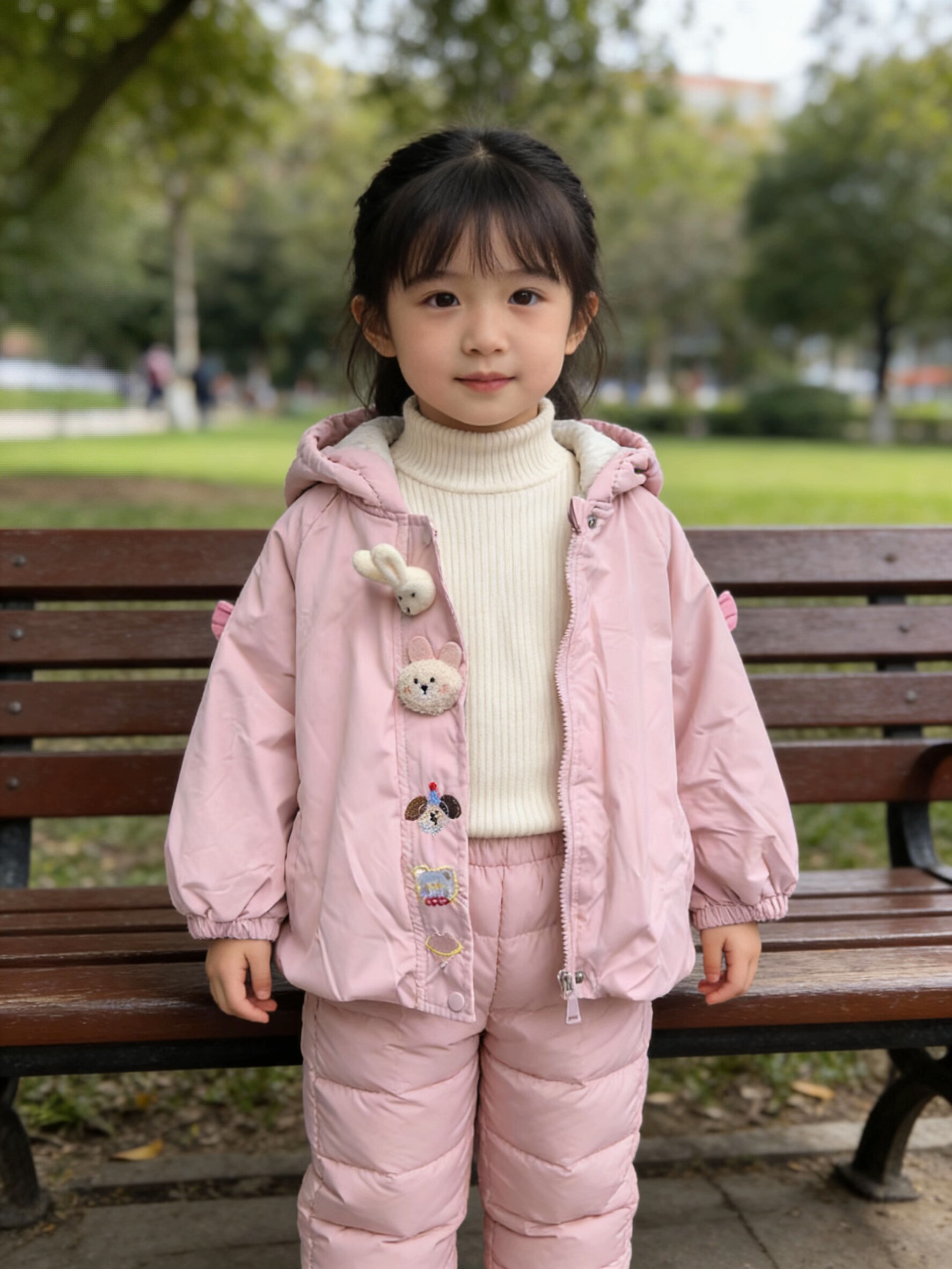 女童新款棉衣棉服2026女宝宝纯色乖萌卡通连帽外套儿童可爱卡通兔