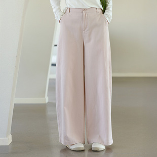 百搭宽松显瘦垂感天丝透气休闲裤 栖棠.春 原创简约文艺高腰阔腿裤