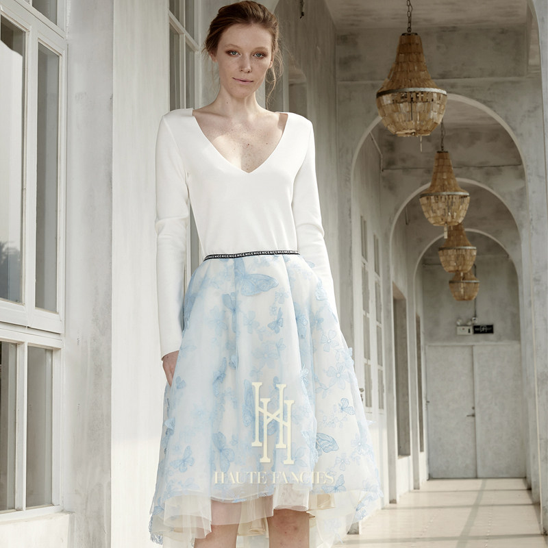 浪漫主义 HAUTE FANCIES后构想 | 湖水蓝法式优雅小洋裙半身裙秋