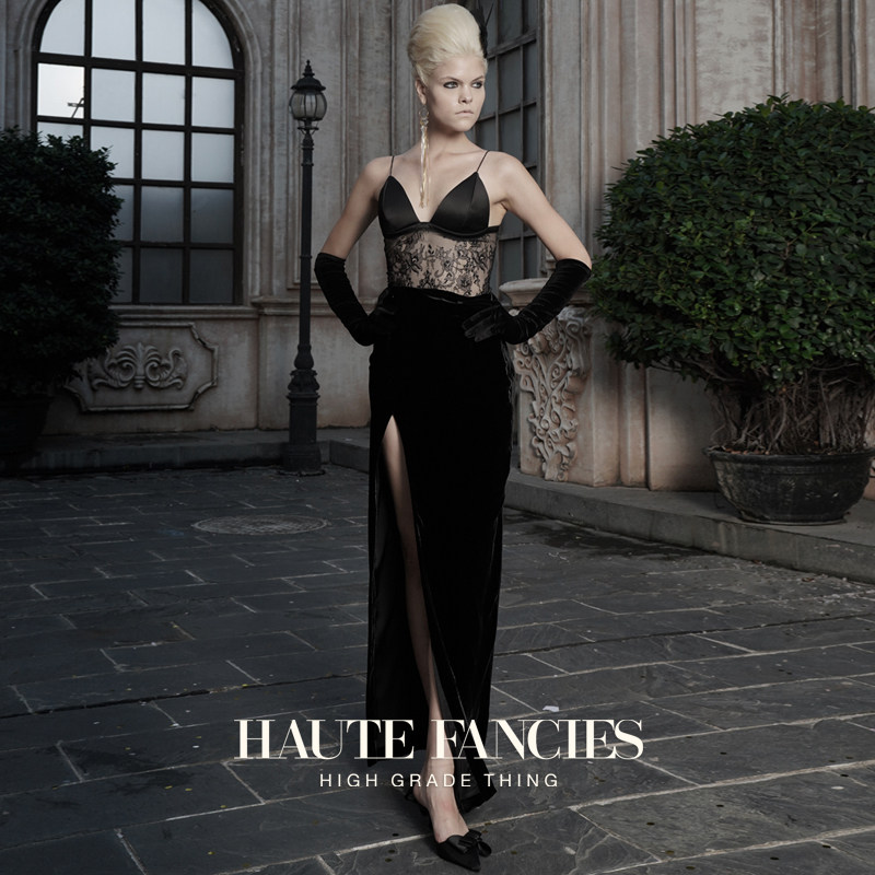 黄金比例HAUTE FANCIES后构想 | 黑色真丝丝绒高开衩包臀半身裙秋,女装/女士精品,半身裙,淘宝优惠券,粉丝福利购,淘宝优惠卷