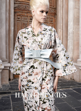 孤品 HAUTE FANCIES后构想 | 灰色花鸟毛绒色织古秦风长外套秋冬