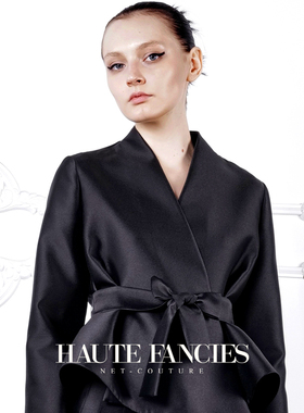 法式优雅HAUTE FANCIES后构想 | 黑色系带斜襟上衣西装短外套25秋