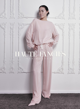 胭脂 HAUTE FANCIES后构想｜浅粉色真丝丝绒宽松垂顺上衣25秋新品