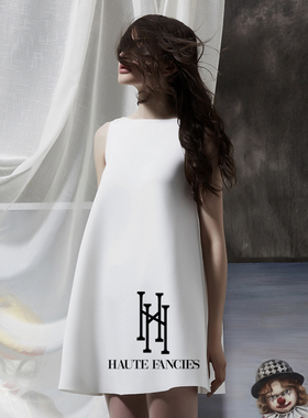 初恋小白裙 HAUTE FANCIES后构想｜纯白空气层宽松绑带无袖连衣裙